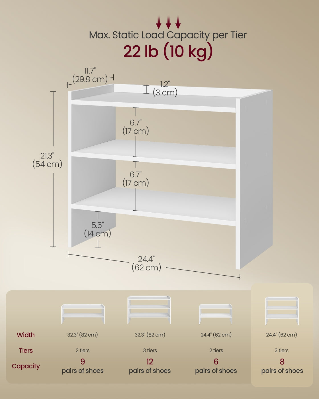 Stackable shoe rack shelf for closet or entryway 2 Tiers - image 20