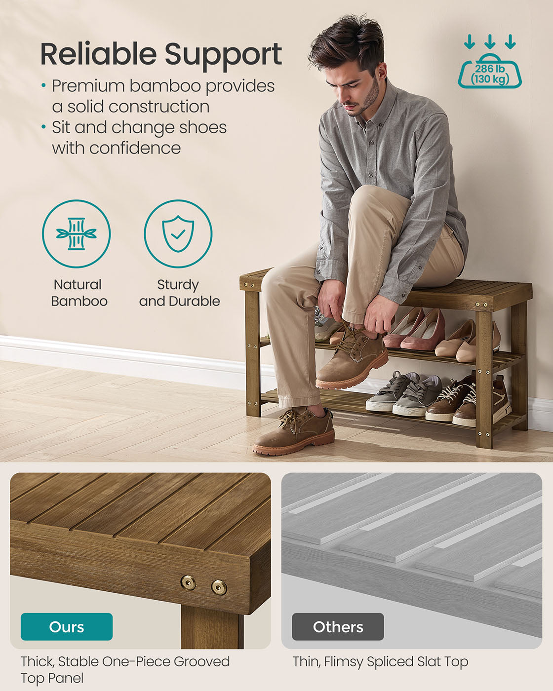 3-Tier Bamboo Shoe Rack Bench - image 56