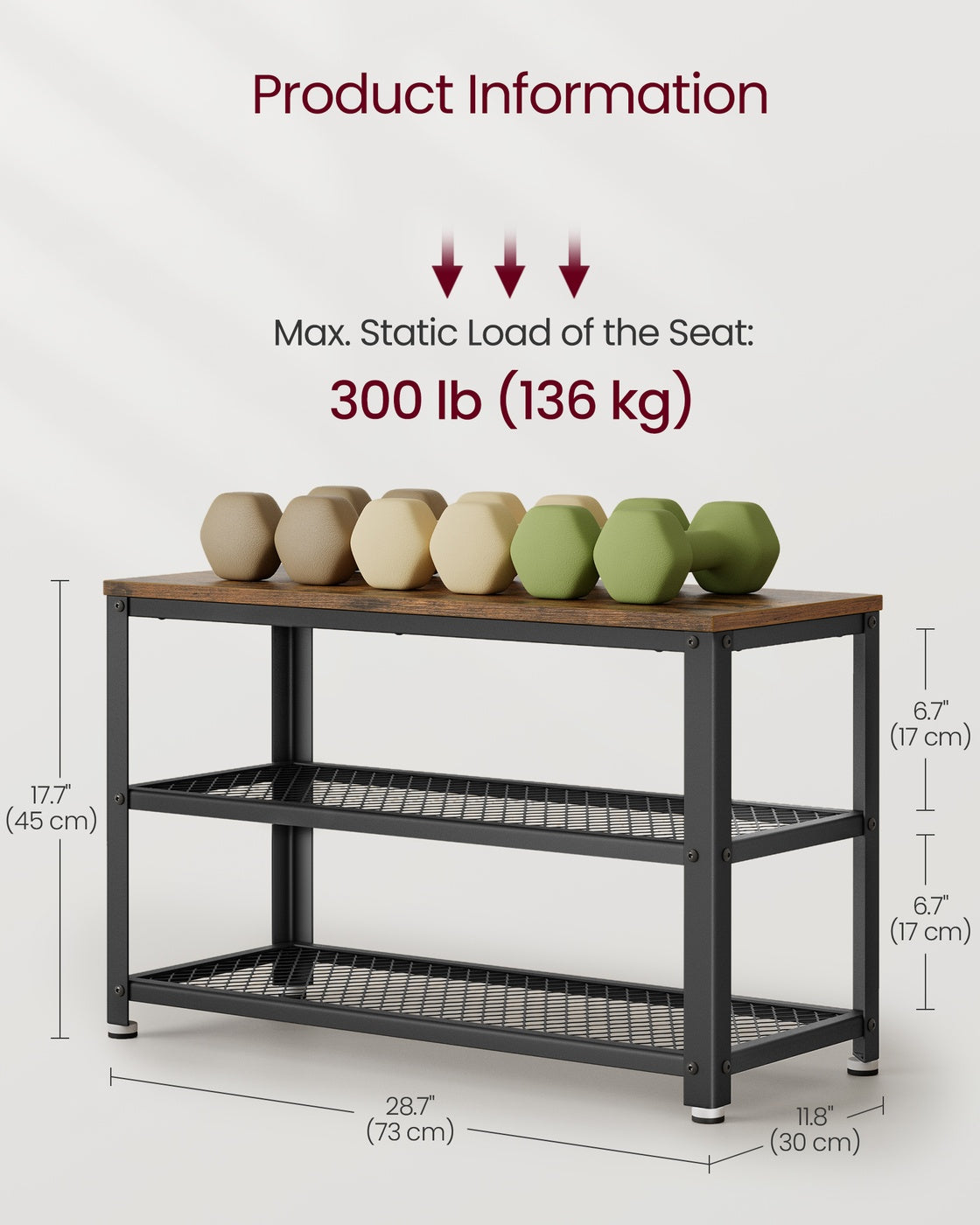 Shelf Storage Bench with Metal Mesh Shelves and Seat - image 5