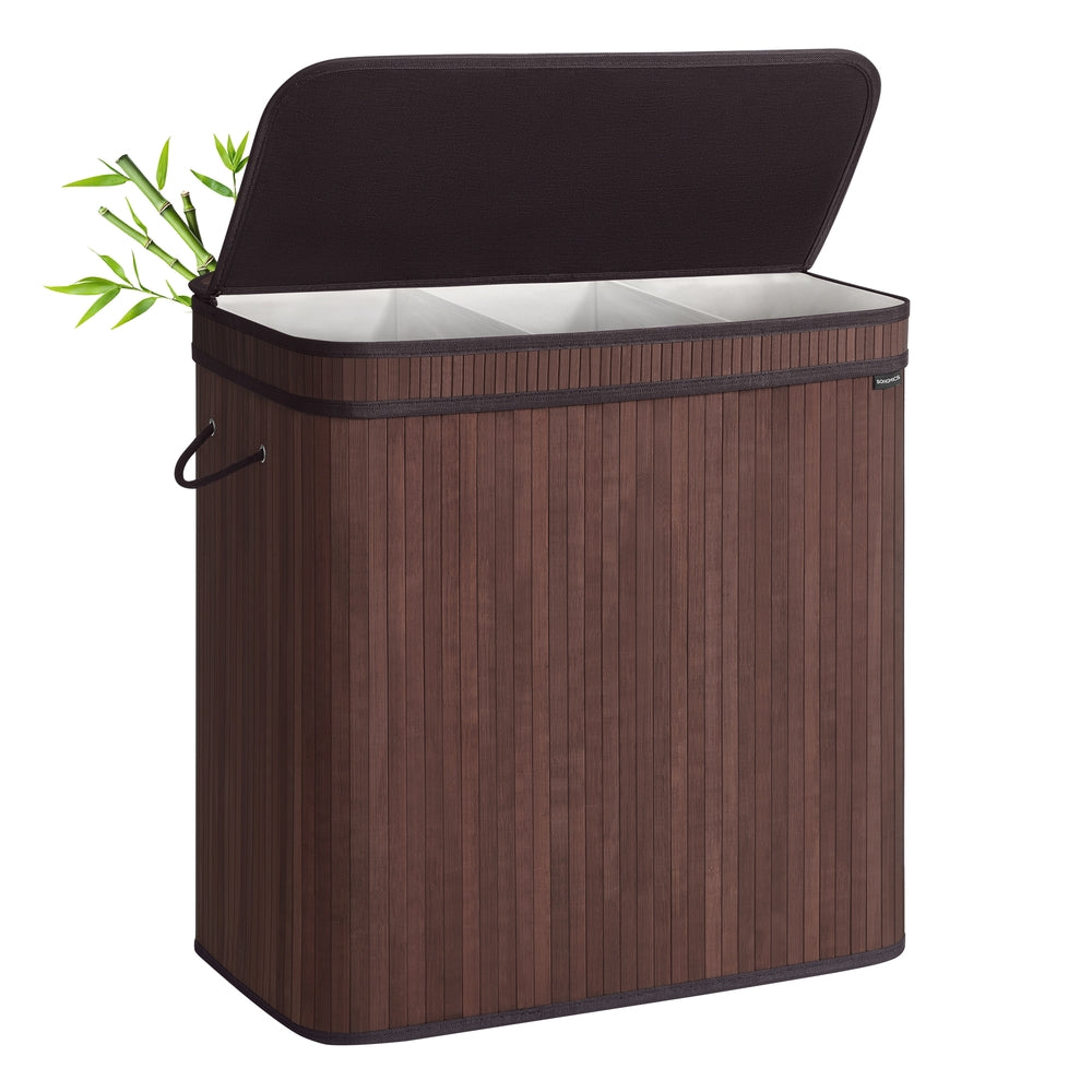 Bamboo Laundry Hamper with Lid, 39.6-Gallons - Brown / 150 L