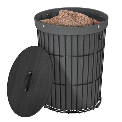 Round Laundry Hamper with Lid, 25 Gallons, Black - image 15