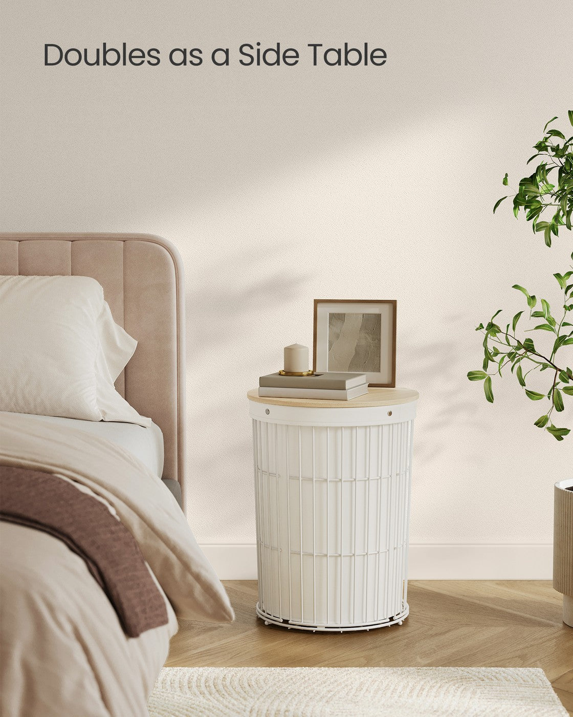 Round Laundry Hamper with Lid, 25 Gallons, Black - image 9