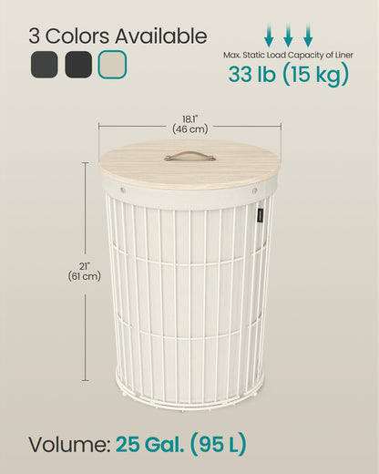 Round Laundry Hamper with Lid, 25 Gallons, Black - image 12