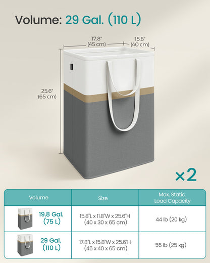Set of 2 Foldable Laundry Hampers 19.8 Gal. - image 8