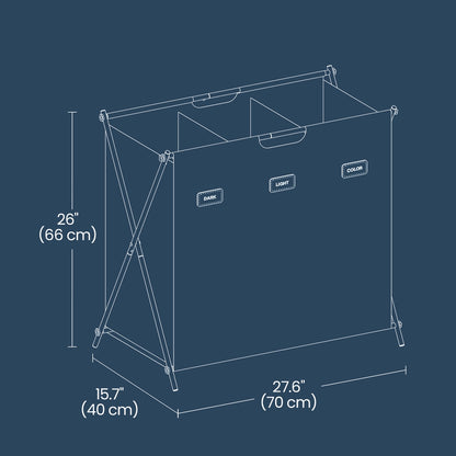 Foldable three section laundry basket with labels - image 5