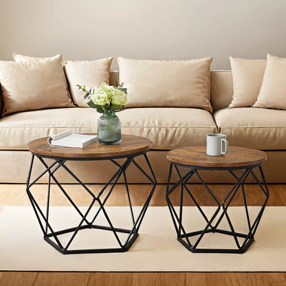 Round coffee table and side table set for living room and office - image 1