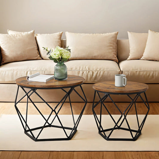 Round coffee table and side table set for living room and office - image 1