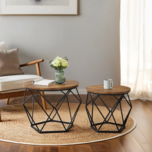 Round coffee table and side table set for living room and office - image 2