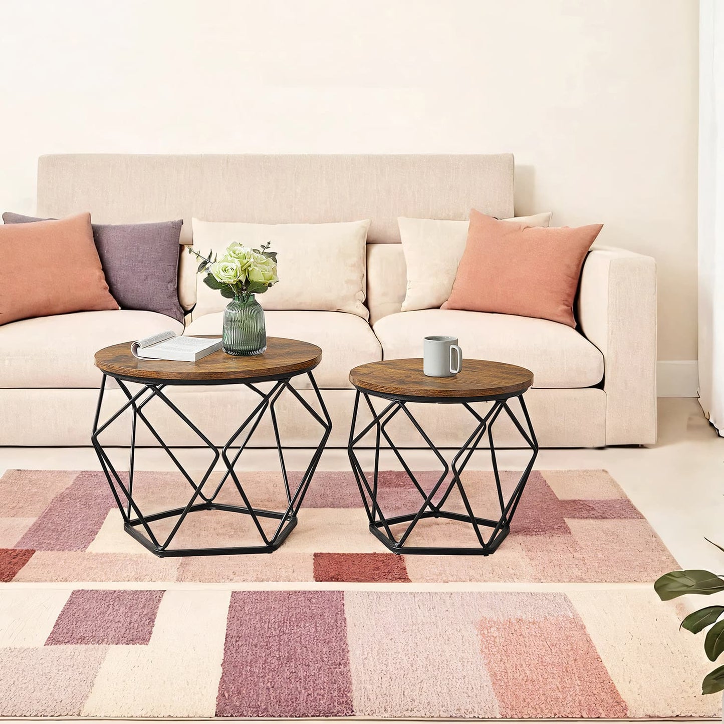 Round coffee table and side table set for living room and office - image 3