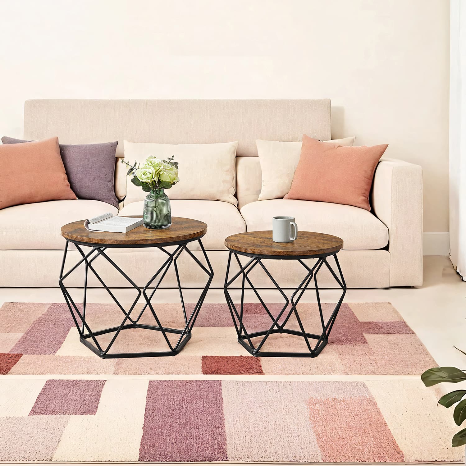 Round coffee table and side table set for living room and office - image 3