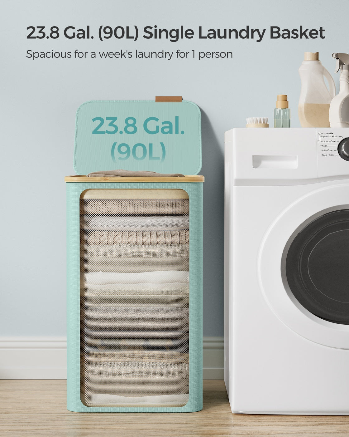 Slim Laundry Hamper with Lid, 23.8 Gallons (90L) - image 11