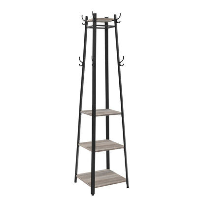 Coat Rack |Hall Trees | Coat Stand with 3 Shelves