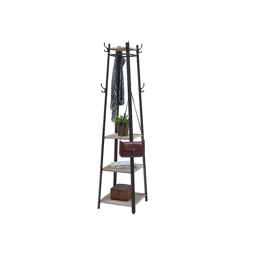 Coat Rack |Hall Trees | Coat Stand with 3 Shelves