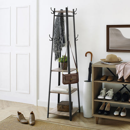 Coat Rack |Hall Trees | Coat Stand with 3 Shelves