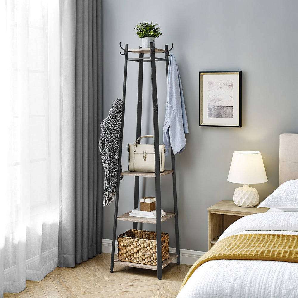 Coat Rack |Hall Trees | Coat Stand with 3 Shelves
