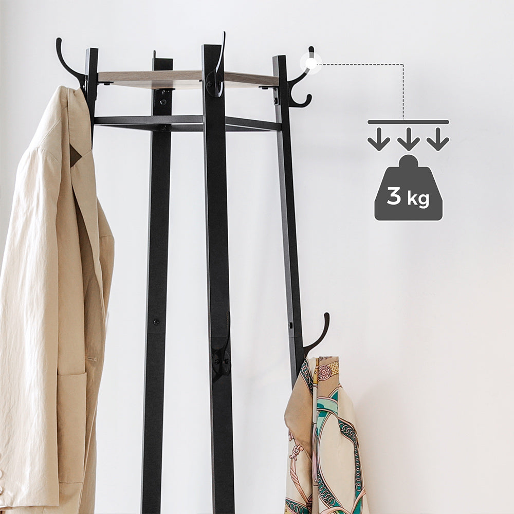 Coat Rack |Hall Trees | Coat Stand with 3 Shelves