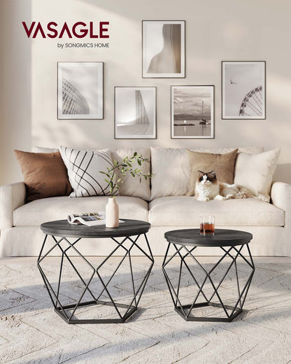 Round Coffee Table with Steel Frame Set of 2