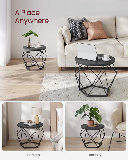 Round Coffee Table with Steel Frame Set of 2
