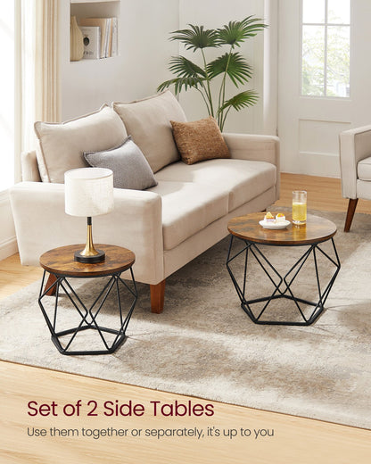 Round Coffee Table with Steel Frame Set of 2