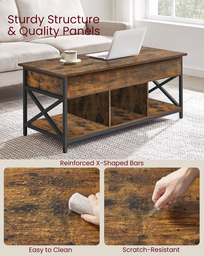 Lift Top Coffee Table with Storage Shelf