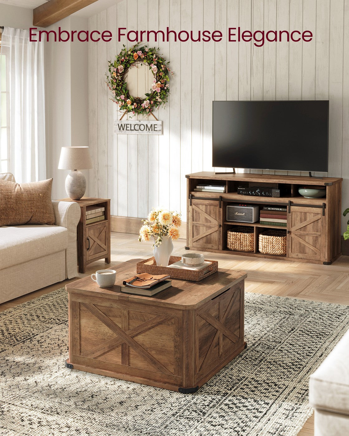 Farmhouse Coffee Table with Storage
