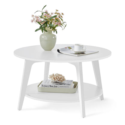 2 Tier Round Coffee Table - Snow White