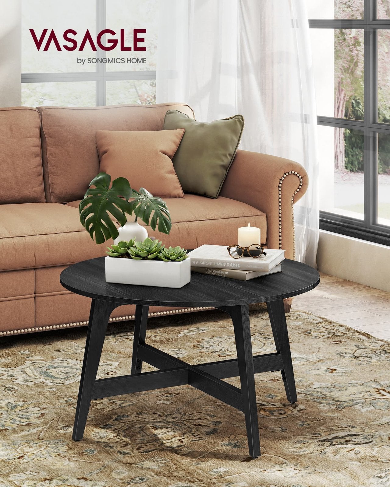 Round Coffee Table, 31.5 Inches, Honey Brown - image 9