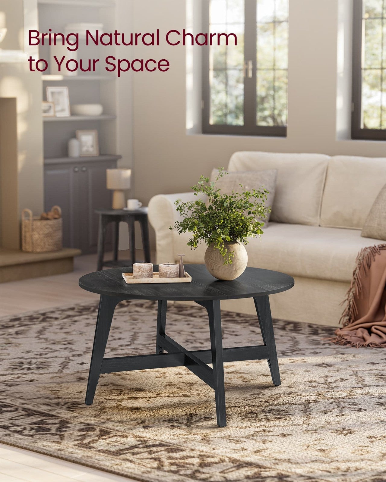 Round Coffee Table, 31.5 Inches, Honey Brown - image 12