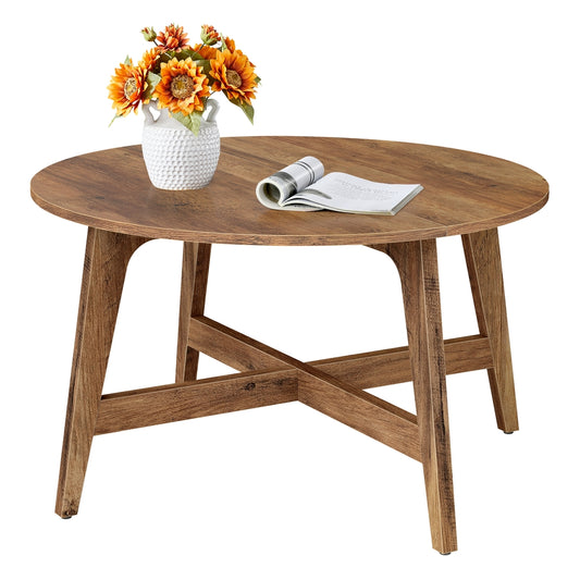 Round Coffee Table, 31.5 Inches, Honey Brown - image 1