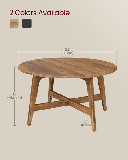 Round Coffee Table, 31.5 Inches, Honey Brown - image 6