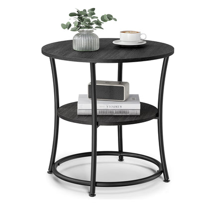 Round End Table with 2 Storage Shelves