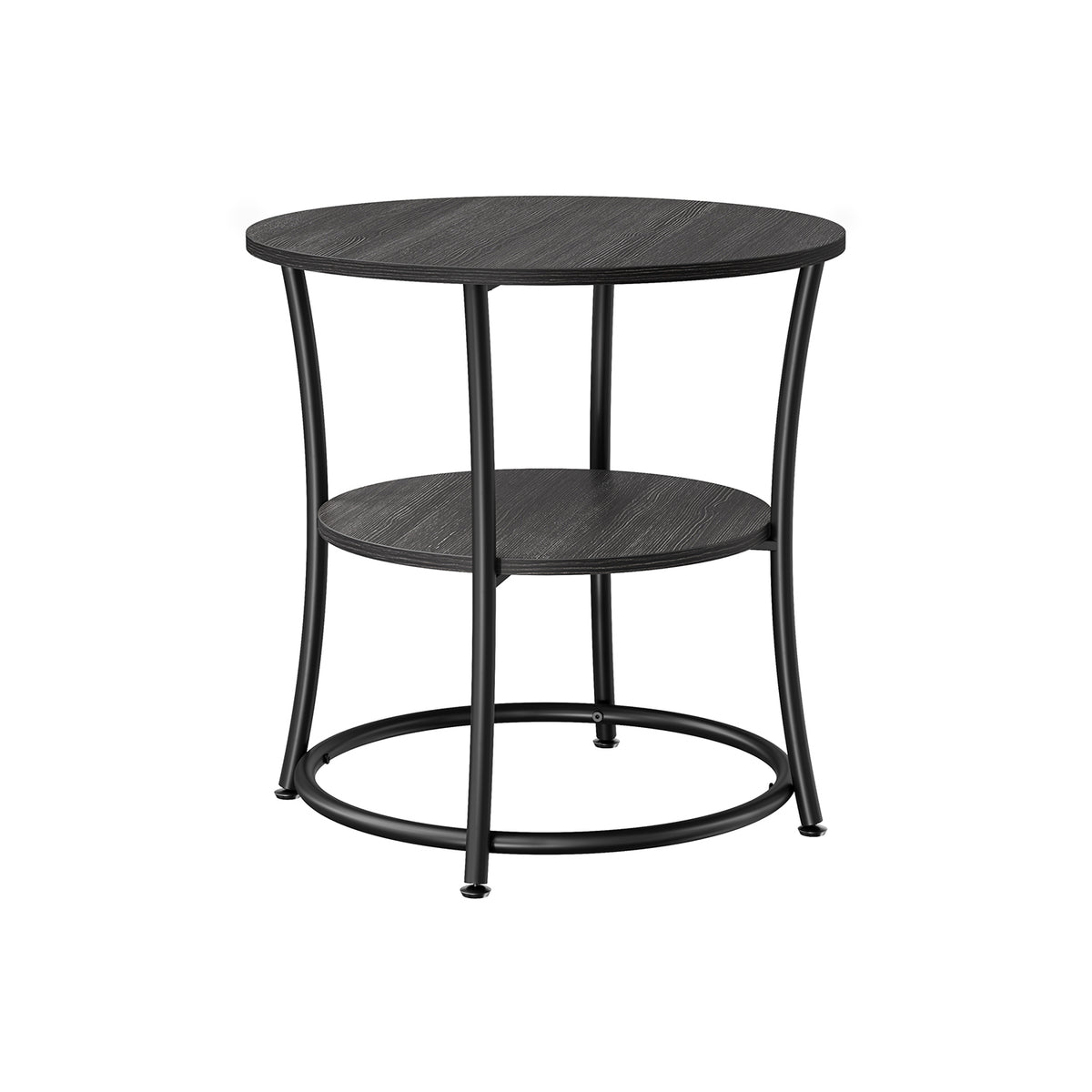 Round End Table with 2 Storage Shelves