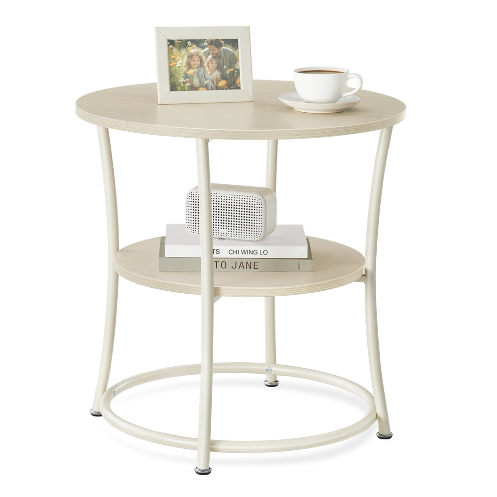 Round End Table with 2 Storage Shelves