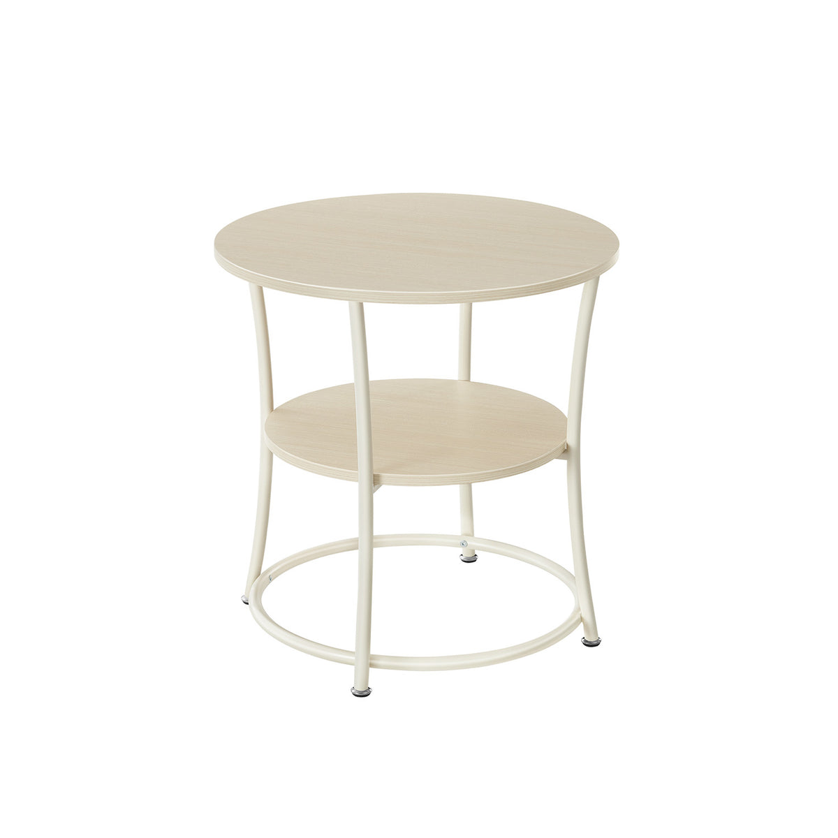 Round End Table with 2 Storage Shelves