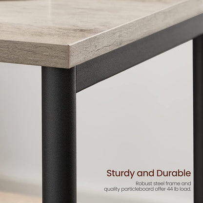End Tables Set of 2, Side Tables with Storage Shelf, Slim Night Tables, Steel Frame