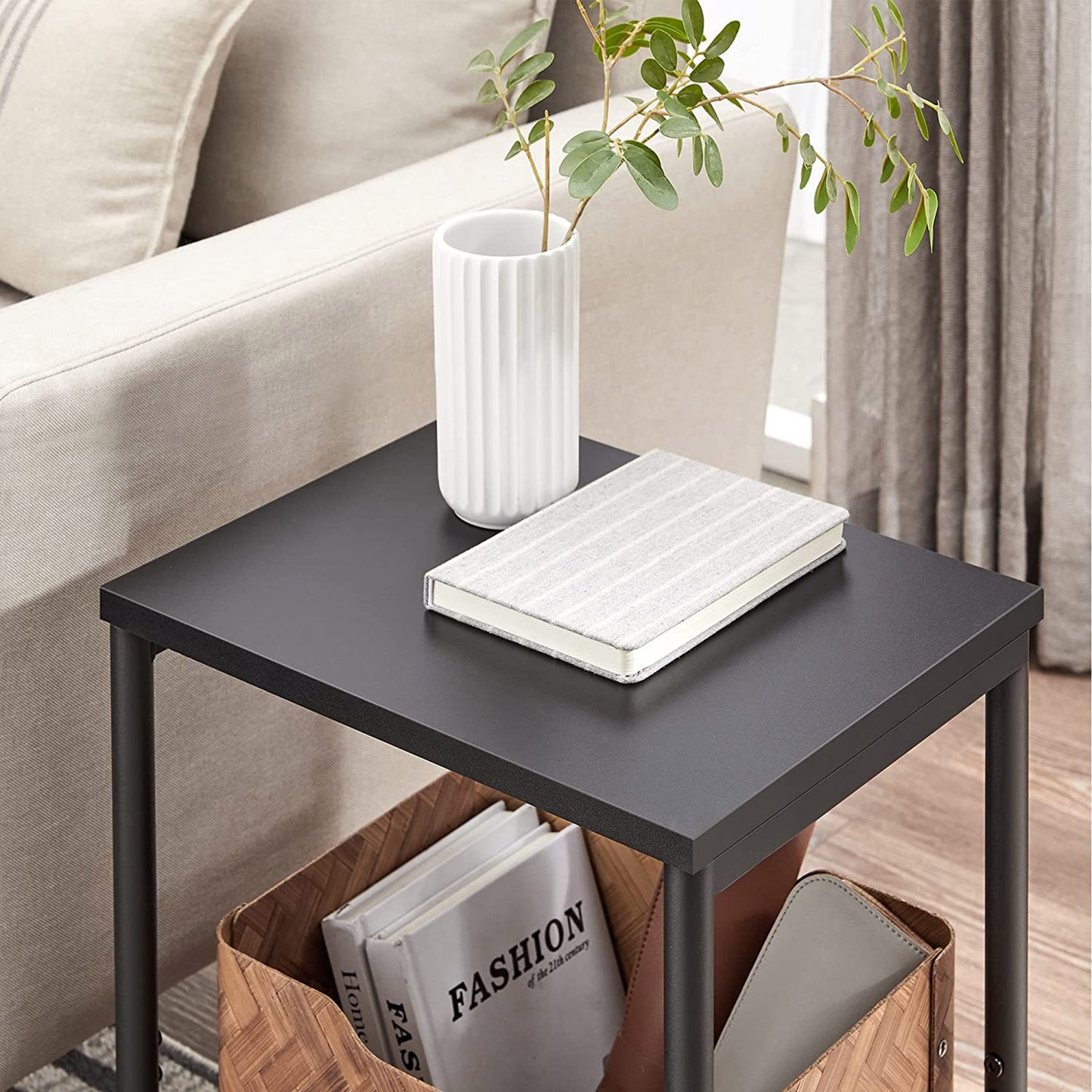 Set of 2 Side Table with Storage Shelf
