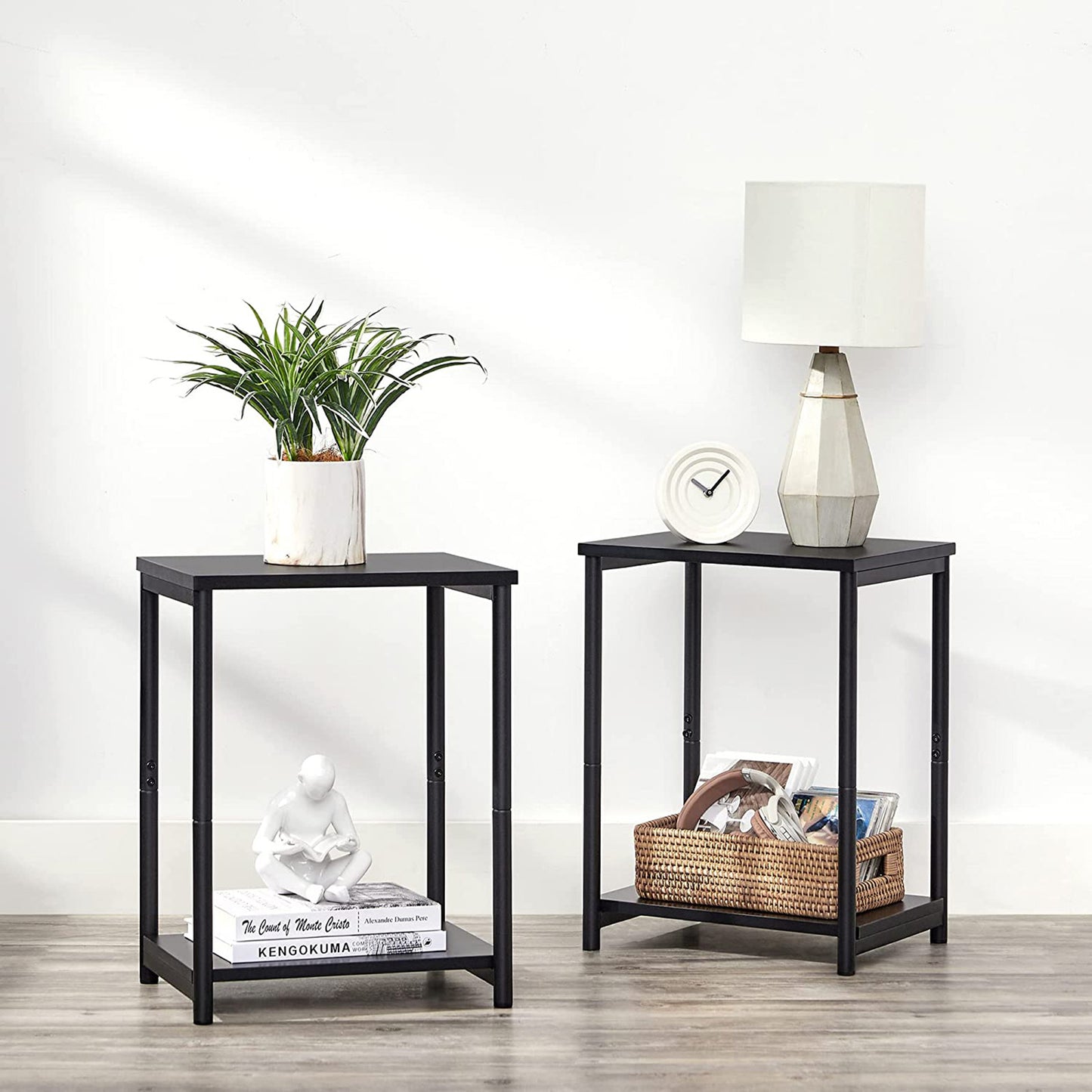 Set of 2 Side Table with Storage Shelf