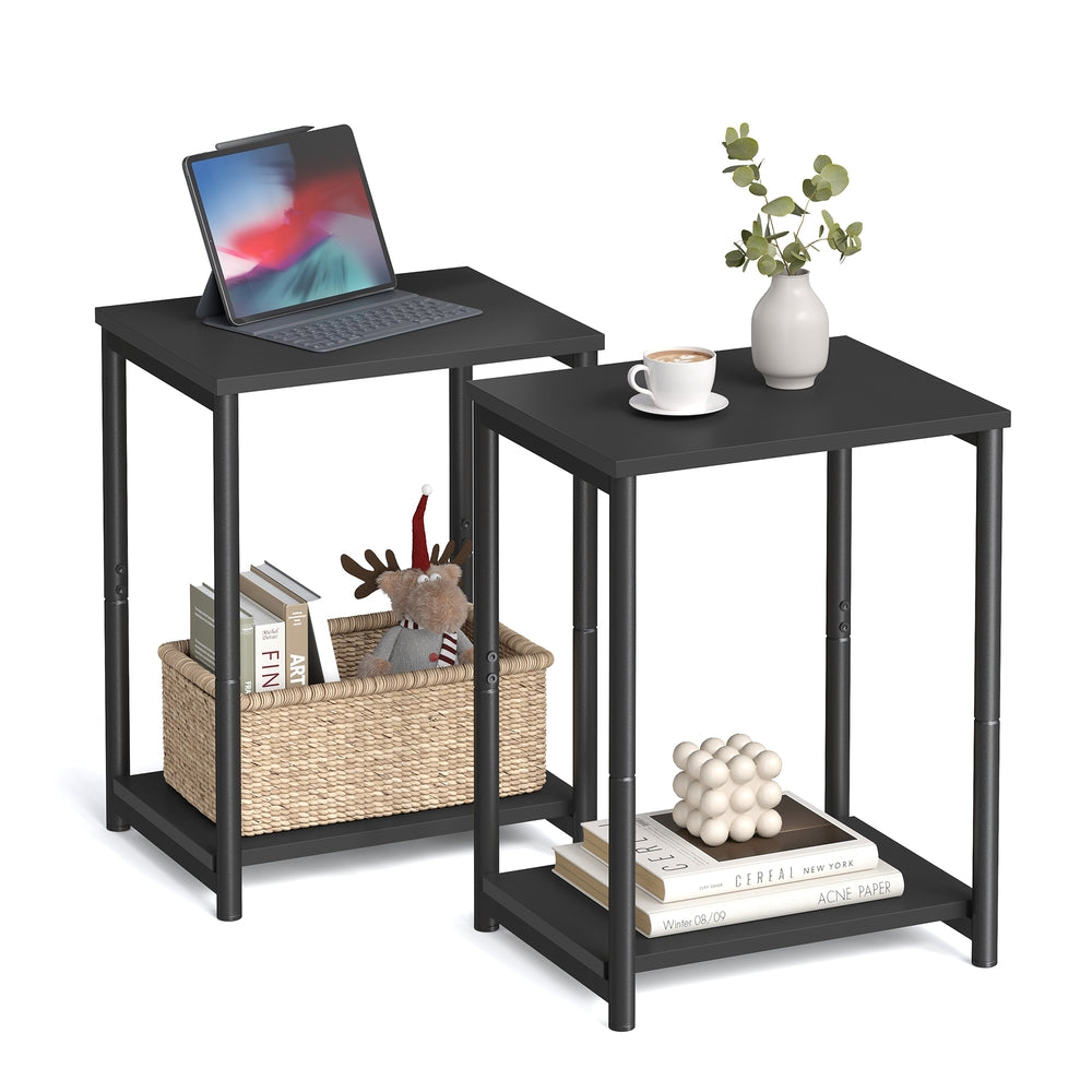 Set of 2 Side Table with Storage Shelf
