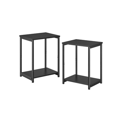 Set of 2 Side Table with Storage Shelf