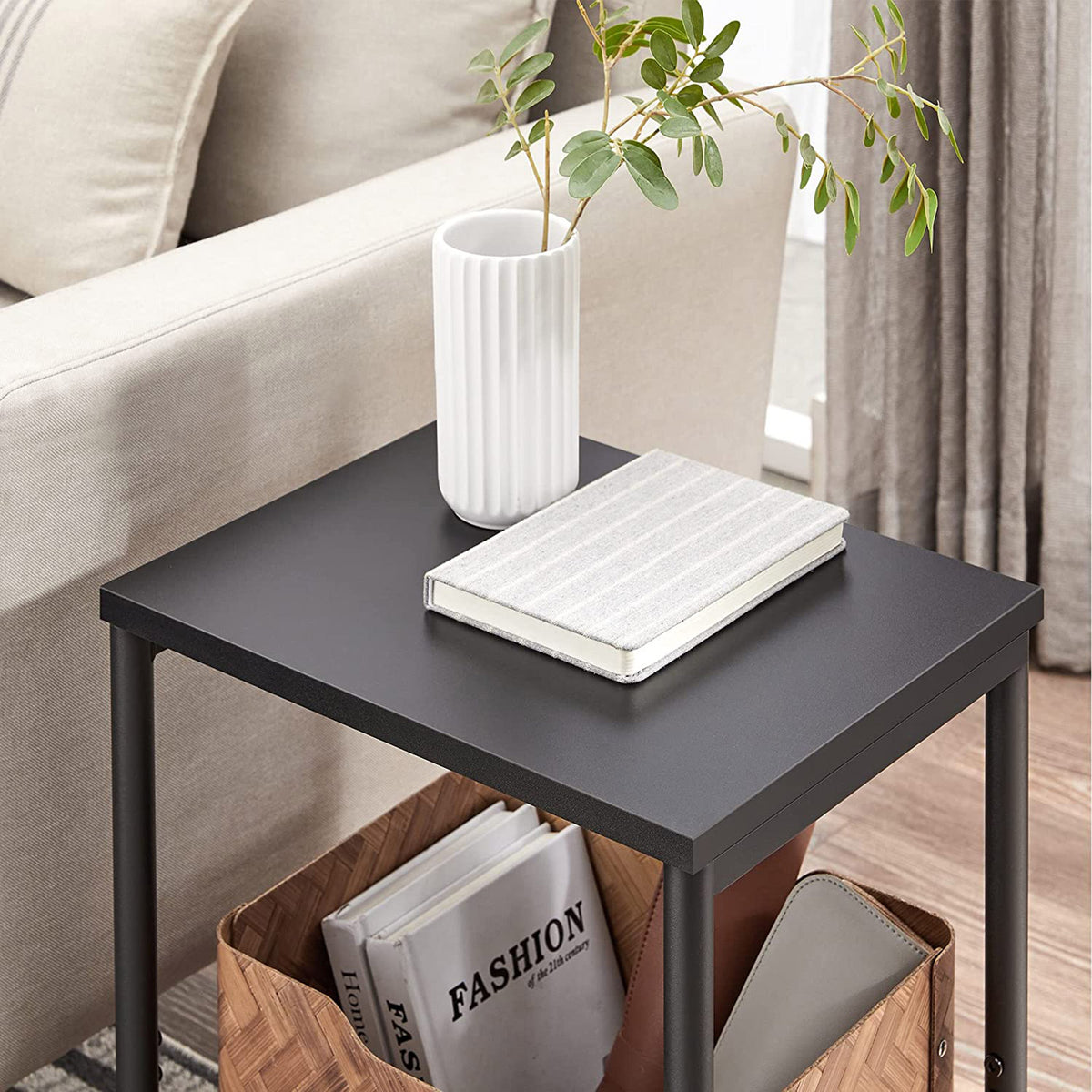 Set of 2 Side Table with Storage Shelf