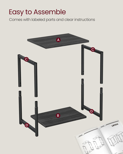 Set of 2 Side Tables Misty Gray and Classic Black