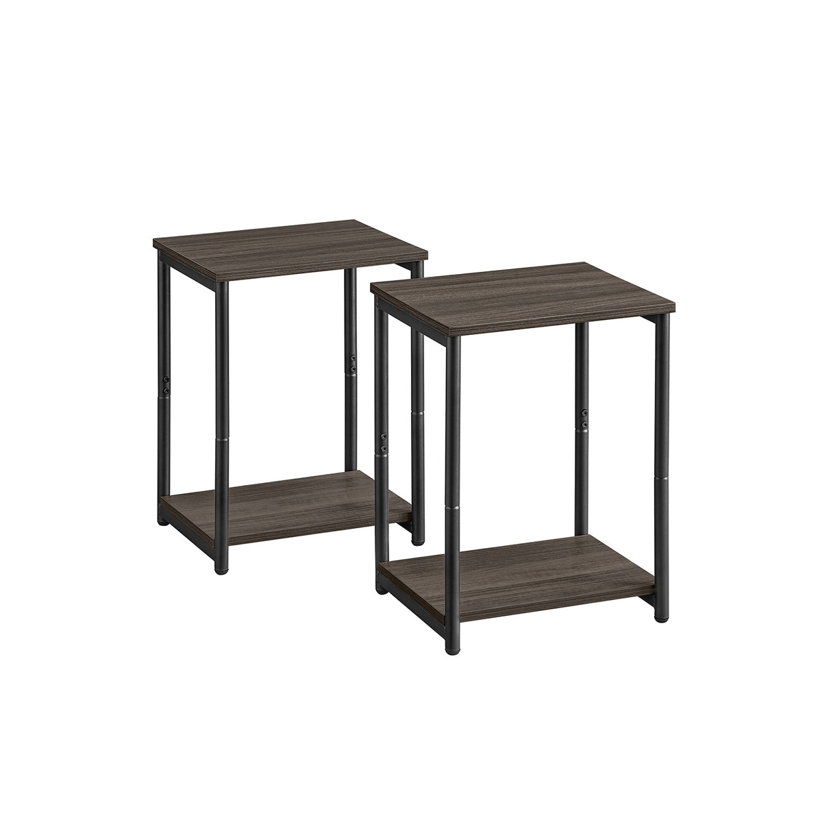 Set of 2 Side Tables Chestnut Brown and Classic Black