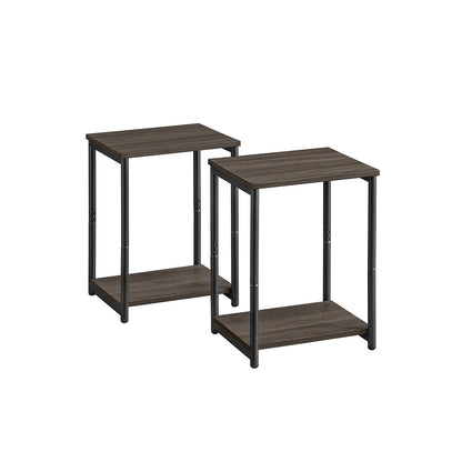 Set of 2 Side Tables Chestnut Brown and Classic Black