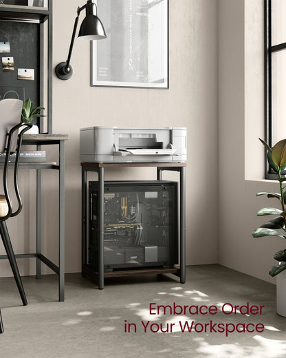 Set of 2 Side Tables Chestnut Brown and Classic Black