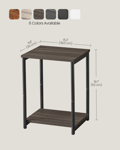 Set of 2 Side Tables Chestnut Brown and Classic Black