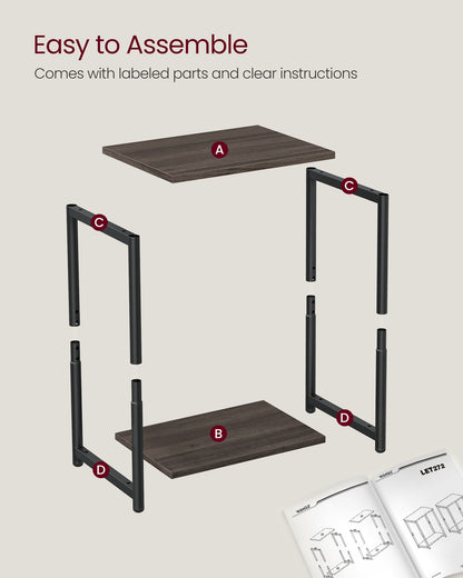 Set of 2 Side Tables Chestnut Brown and Classic Black