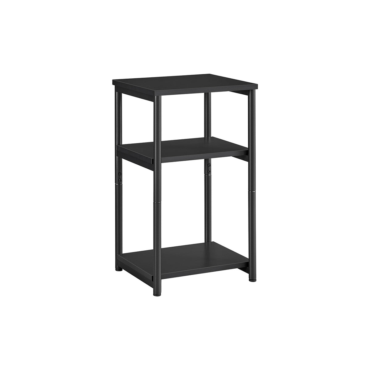 Tall Side Table, End Table with Storage Shelves, 3-Tier Slim Table, Steel Frame, Industrial Black