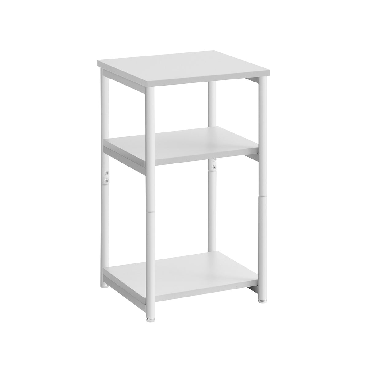 Tall Side Table, End Table with Storage Shelves, 3-Tier Slim Table, Steel Frame, for Living Room, Study, Bedroom, Industrial, White