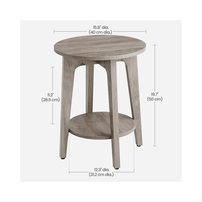Side Table, Small Round End Table with Lower Shelf, Nightstand for Small Spaces, Modern Farmhouse Style, Greige - image 6