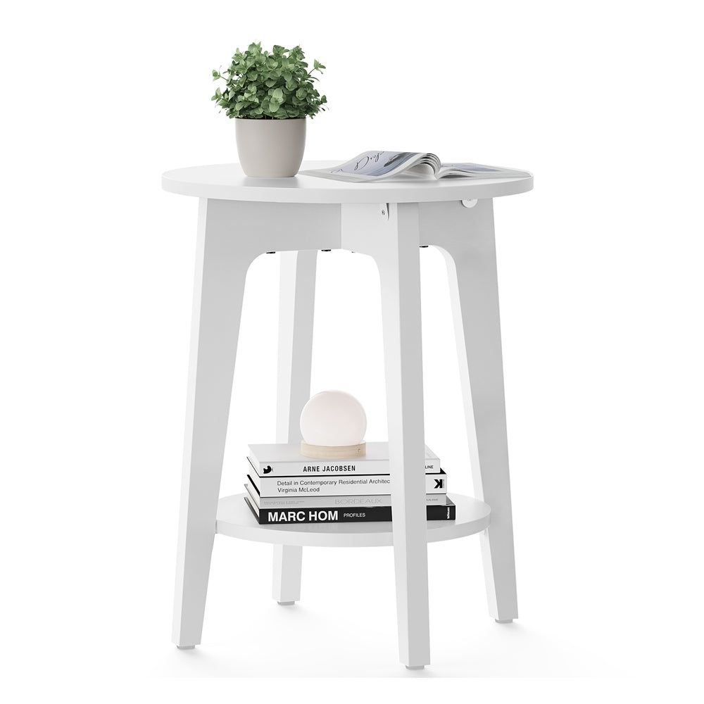 Round End Table with Lower Shelf